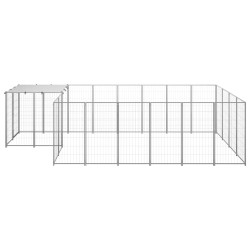 vidaXL Perrera plateada 8,47 m² acero  