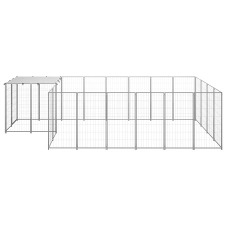 vidaXL Perrera plateada 8,47 m² acero  