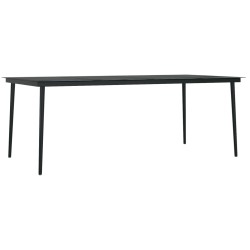 vidaXL Mesa de comedor para jardín acero y vidrio negro 200x100x74 cm
