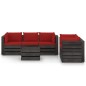 vidaXL Muebles de jardín 6 piezas con cojines madera impregnada gris vidaXL Muebles de jardín 6 piezas con cojines madera impregnada gris