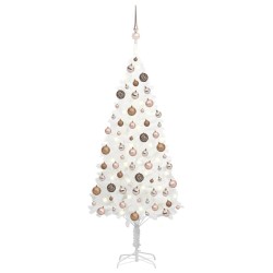vidaXL Árbol de Navidad preiluminado con luces y bolas blanco 120 cm