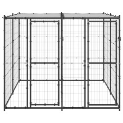 vidaXL Perrera de exterior de acero con techo 4,84 m²