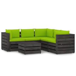 vidaXL Muebles de jardín 6 piezas con cojines madera impregnada gris