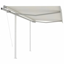 vidaXL Toldo retráctil automático con postes crema 3,5x2,5 m