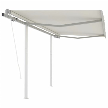 vidaXL Toldo retráctil automático con postes crema 3,5x2,5 m