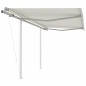 vidaXL Toldo retráctil automático con postes crema 3,5x2,5 m vidaXL Toldo retráctil automático con postes crema 3,5x2,5 m