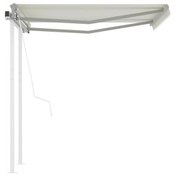 vidaXL Toldo retráctil automático con postes crema 3,5x2,5 m