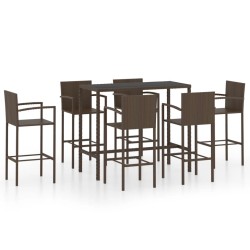 vidaXL Set de bar de jardín 7 piezas ratán sintético marrón