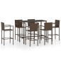 vidaXL Set de bar de jardín 7 piezas ratán sintético marrón vidaXL Set de bar de jardín 7 piezas ratán sintético marrón