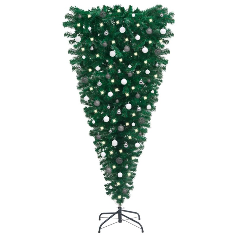 vidaXL Árbol de Navidad artificial invertido con luces y bolas 180 cm vidaXL Árbol de Navidad artificial invertido con luces y bolas 180 cm