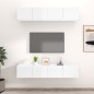 vidaXL Muebles TV 4 uds madera contrachapada blanco brillo 80x30x30 cm