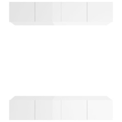 vidaXL Muebles TV 4 uds madera contrachapada blanco brillo 80x30x30 cm