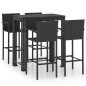 vidaXL Muebles de bar jardín 5 pzas ratán PE reposabrazos negro vidaXL Muebles de bar jardín 5 pzas ratán PE reposabrazos negro