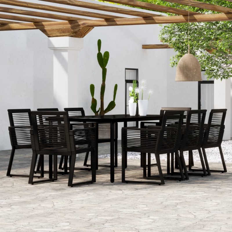 vidaXL Juego de comedor de jardín 9 piezas negro vidaXL Juego de comedor de jardín 9 piezas negro