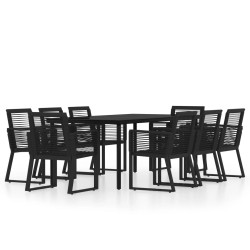 vidaXL Juego de comedor de jardín 9 piezas negro