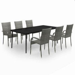 vidaXL Juego de comedor para jardín 7 piezas gris y negro