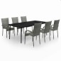 vidaXL Juego de comedor para jardín 7 piezas gris y negro