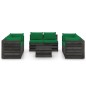 vidaXL Muebles de jardín 9 piezas con cojines madera impregnada gris vidaXL Muebles de jardín 9 piezas con cojines madera impregnada gris