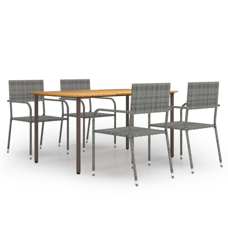 vidaXL Set de comedor jardín 5 pzas ratán sintético gris antracita vidaXL Set de comedor jardín 5 pzas ratán sintético gris antracita