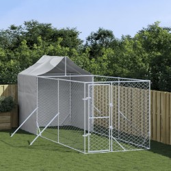 vidaXL Perrera de exterior con toldo acero galvanizado plata 2x6x2,5 m