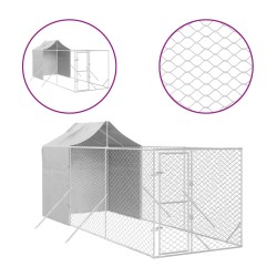 vidaXL Perrera de exterior con toldo acero galvanizado plata 2x6x2,5 m