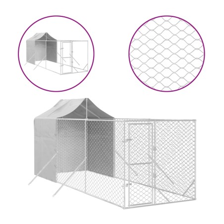 vidaXL Perrera de exterior con toldo acero galvanizado plata 2x6x2,5 m
