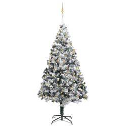 vidaXL Árbol de Navidad con luces LEDs, bolas y nieve verde 300 cm