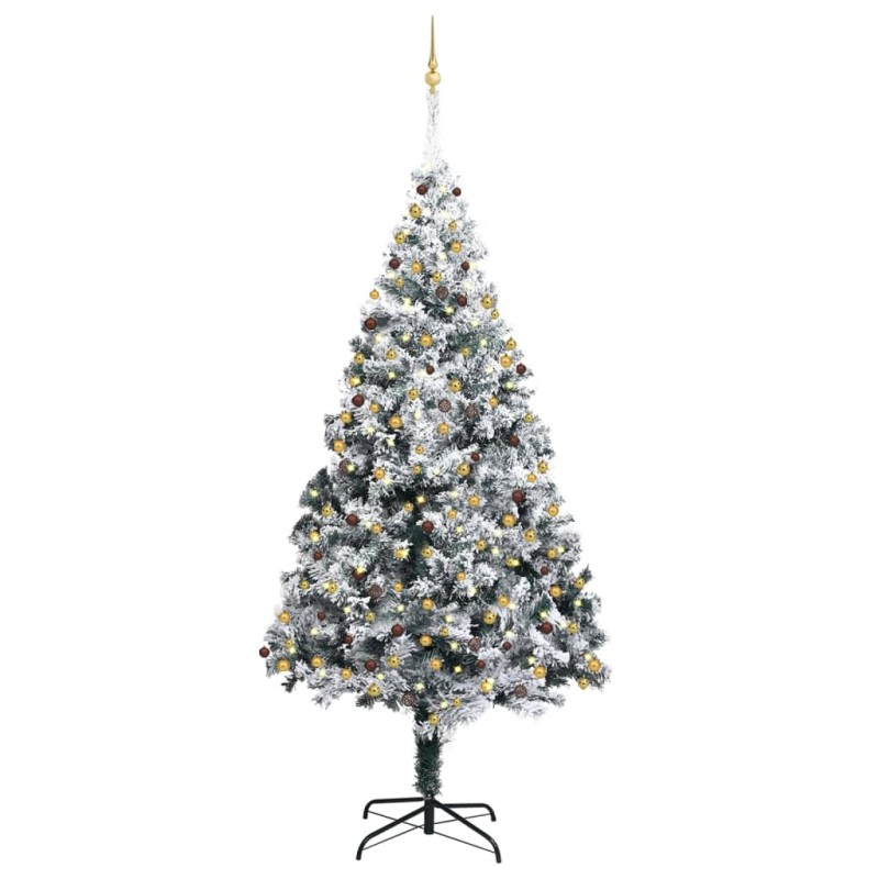 vidaXL Árbol de Navidad con luces LEDs, bolas y nieve verde 300 cm vidaXL Árbol de Navidad con luces LEDs, bolas y nieve verde 300 cm
