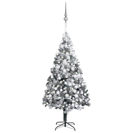 vidaXL Árbol de Navidad con luces LEDs, bolas y nieve verde 300 cm