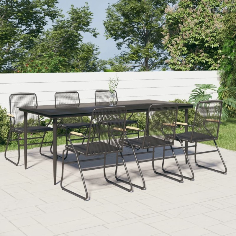 vidaXL Juego de comedor para jardín 7 piezas ratán PVC negro vidaXL Juego de comedor para jardín 7 piezas ratán PVC negro