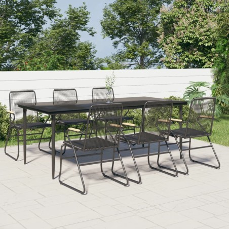 vidaXL Juego de comedor para jardín 7 piezas ratán PVC negro