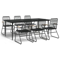 vidaXL Juego de comedor para jardín 7 piezas ratán PVC negro