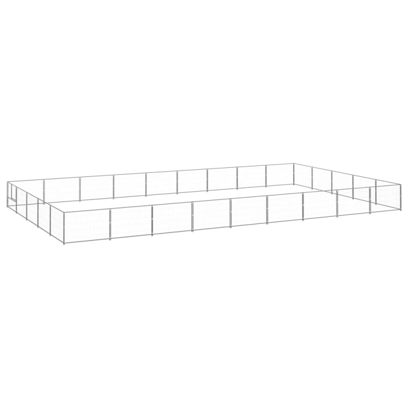 vidaXL Perrera plateada 45 m² acero vidaXL Perrera plateada 45 m² acero