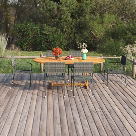vidaXL Juego de comedor de jardín 7 pzas ratán sintético antracita