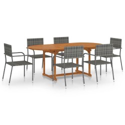 vidaXL Juego de comedor de jardín 7 pzas ratán sintético antracita