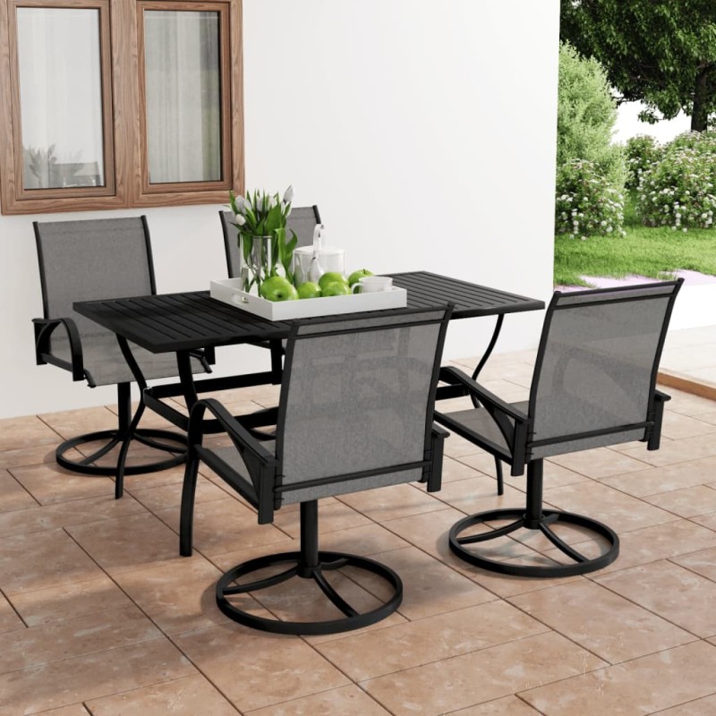 vidaXL Juego de comedor de jardín 5 piezas textilene y acero vidaXL Juego de comedor de jardín 5 piezas textilene y acero