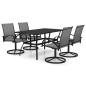 vidaXL Juego de comedor de jardín 5 piezas textilene y acero vidaXL Juego de comedor de jardín 5 piezas textilene y acero