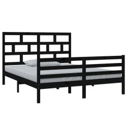 vidaXL Estructura de cama de madera maciza de pino negro 160x200 cm