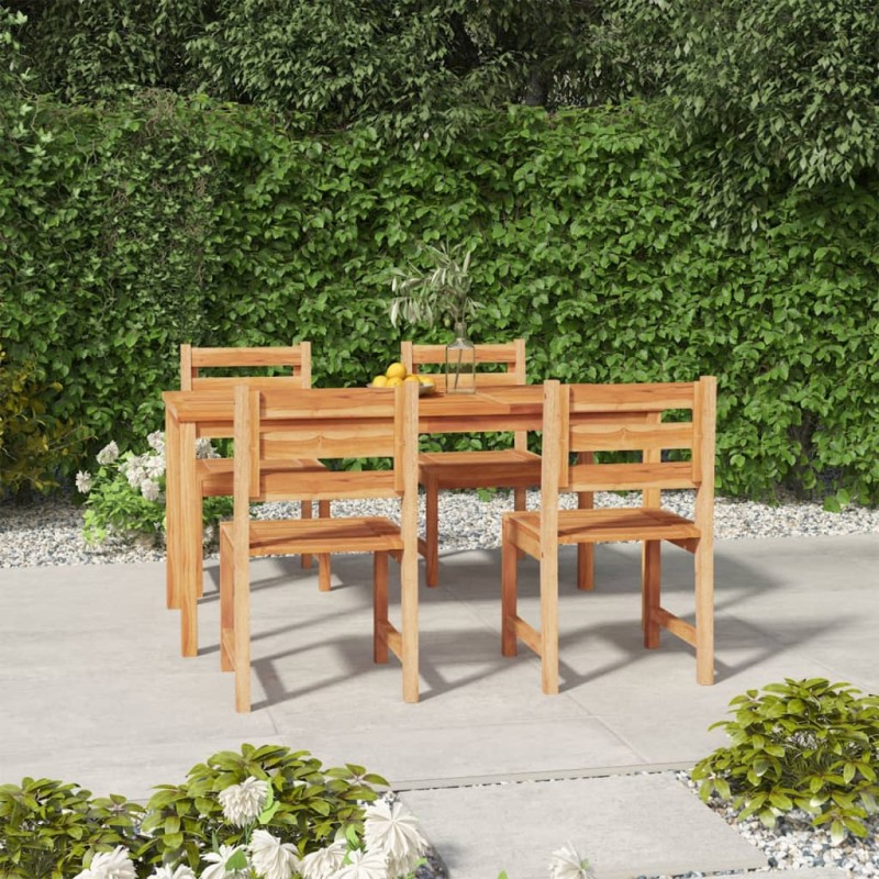 vidaXL Juego de comedor para jardín 5 piezas madera maciza de teca vidaXL Juego de comedor para jardín 5 piezas madera maciza de teca