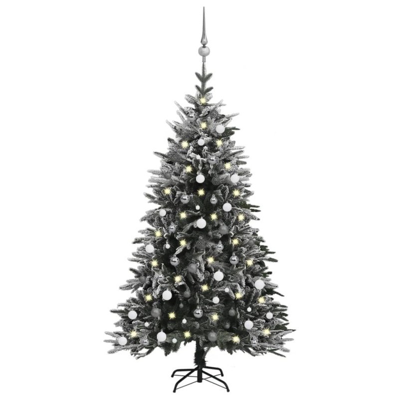 vidaXL Árbol de Navidad con LED bolas y nieve flocada 180 cm PVC y PE vidaXL Árbol de Navidad con LED bolas y nieve flocada 180 cm PVC y PE