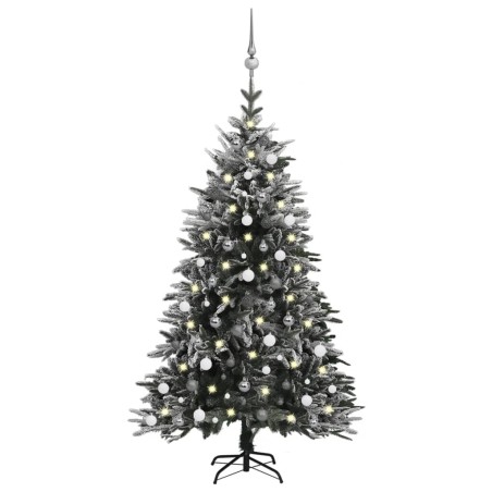 vidaXL Árbol de Navidad con LED bolas y nieve flocada 180 cm PVC y PE