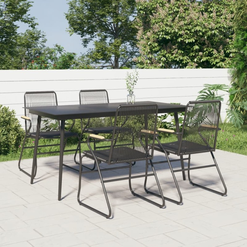 vidaXL Juego de comedor de jardín 5 piezas ratán PVC negro