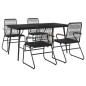 vidaXL Juego de comedor de jardín 5 piezas ratán PVC negro