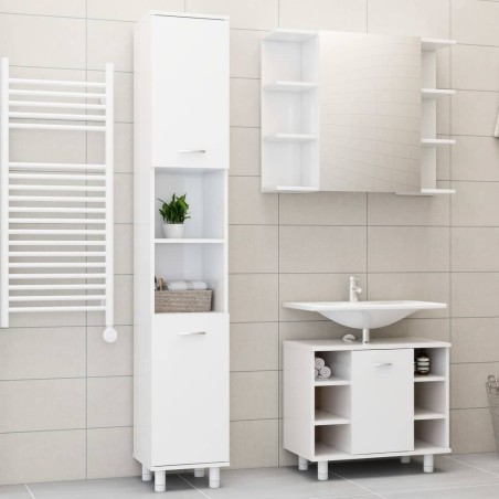 vidaXL Juego muebles de baño 3 pzas madera de ingeniería blanco brillo
