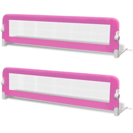 vidaXL Barandilla de seguridad cama de niño 2 uds rosa 150x42 cm