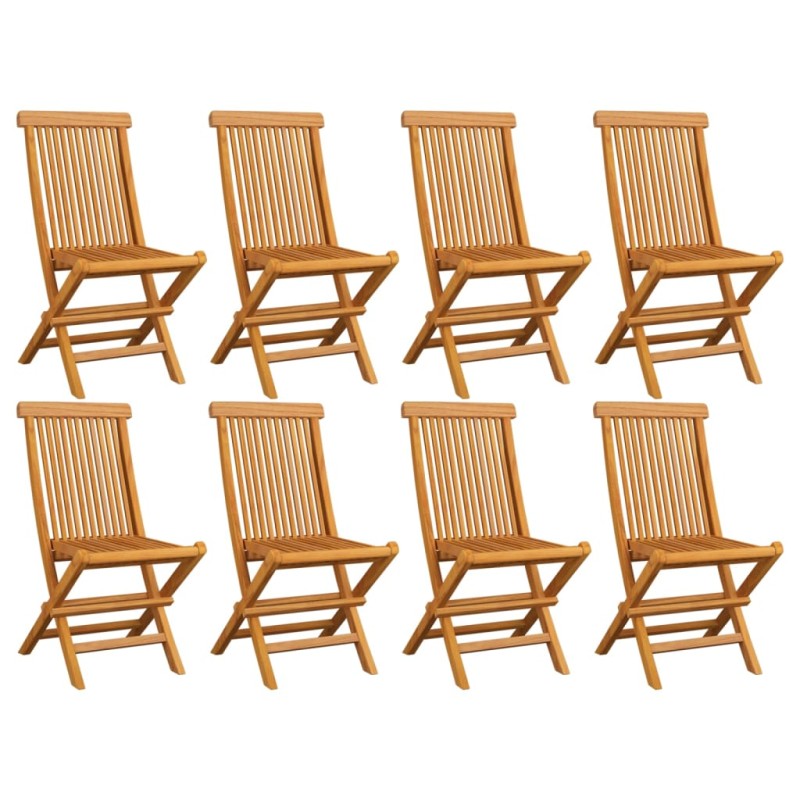 vidaXL Sillas de jardín plegables 8 unidades madera maciza de teca