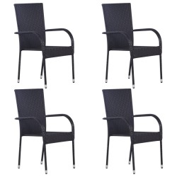 vidaXL Set de muebles de comedor de jardín 5 piezas ratán PE negro