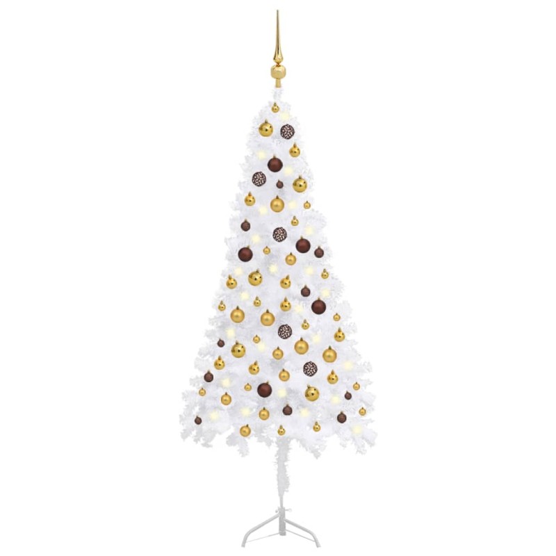 vidaXL Árbol de Navidad de esquina LED y bolas PVC blanco 150 cm vidaXL Árbol de Navidad de esquina LED y bolas PVC blanco 150 cm