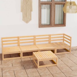 vidaXL Juego de muebles de jardín 5 piezas madera maciza de pino