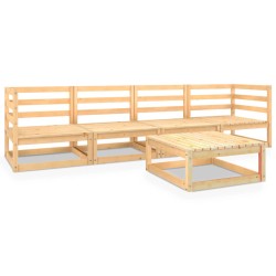 vidaXL Juego de muebles de jardín 5 piezas madera maciza de pino